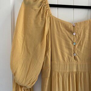 Yellow Bell Sleeve Maxi Dress NWT S Maternity friendly